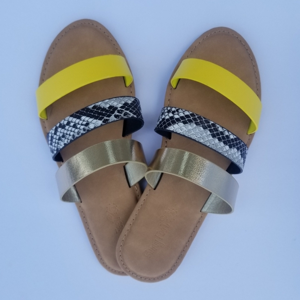 Yellow, Gold & Leopard Print Sandal